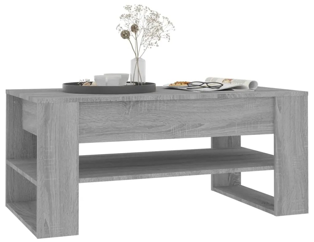 Tavolino da Salotto Grigio Sonoma 102x55x45cm Legno Multistrato