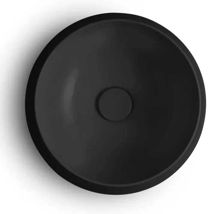 Lavabo da appoggio in ceramica nero opaco tondo 42 cm Aris
