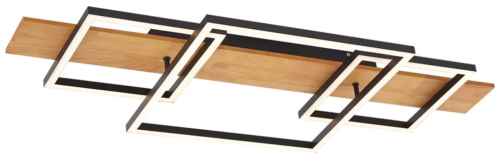 Plafoniera di design nera quadrata con LED dimmerabile a 3 livelli - Nimue