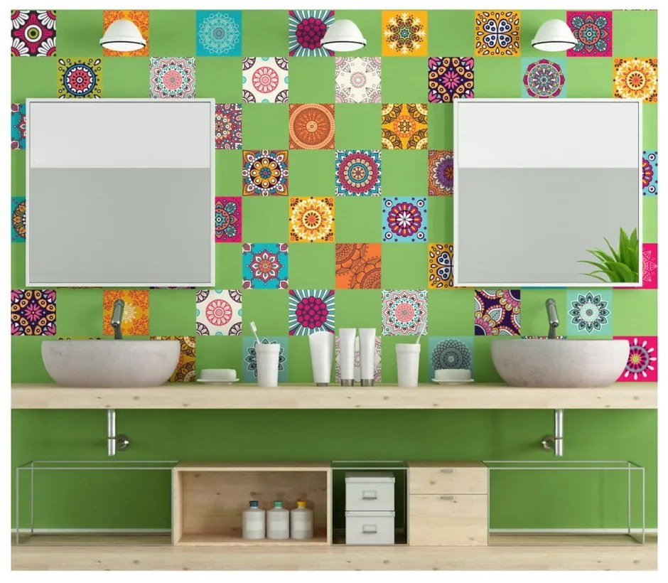 Set di 60 adesivi murali decorativi Flow, 15 x 15 cm - Ambiance