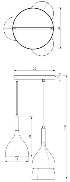 Lampadario a sospensione con filo NOAK 3xE27/60W/230V nero/oro