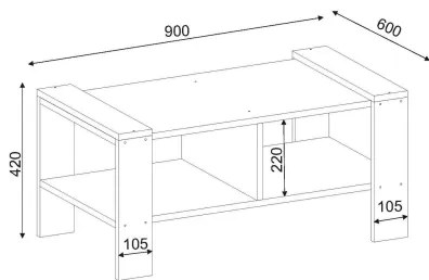 Tavolino ERICA 42x90 cm bianco/marrone