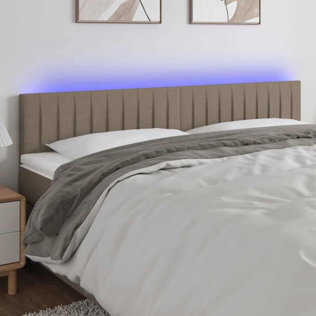 Testiera A Led Tortora 160x5x78/88 Cm İn Tessuto /