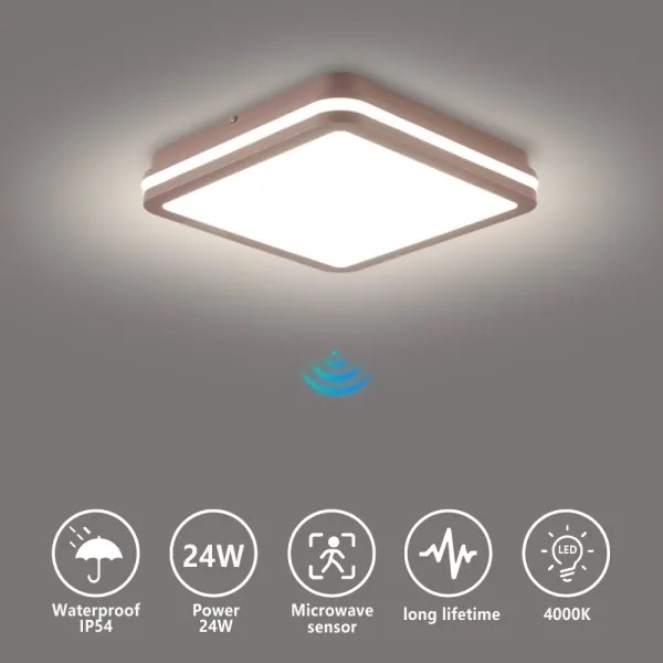 Brilagi-LED Lampada da esterno con sensore BENE LED/24W/230V 26x26 cm marrone IP54
