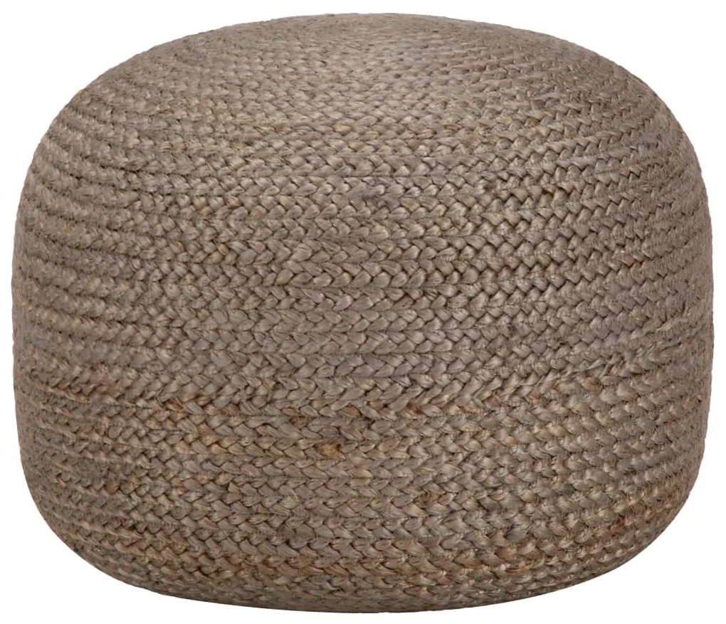 Pouf Lavorato A Mano Grigio Chiaro 45x30 Cm İn Juta /