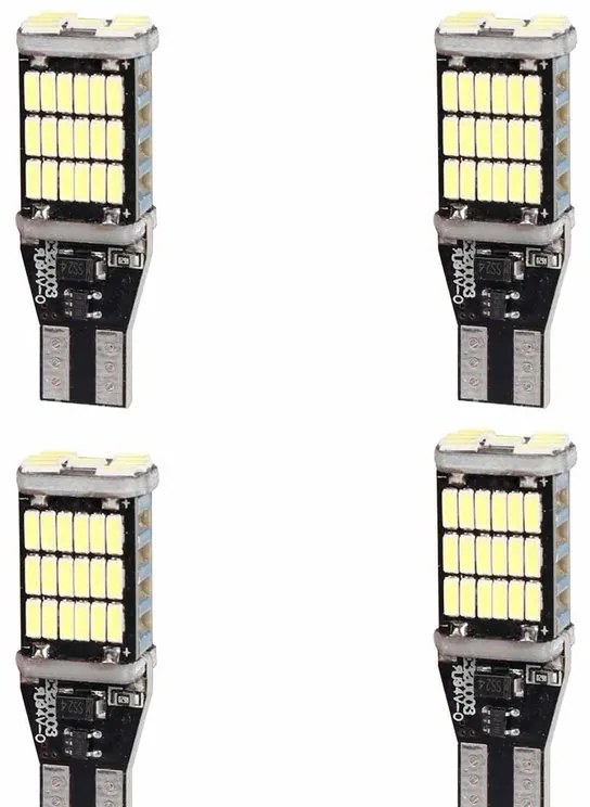 4 Pezzi Lampada Led T15 W16W 45 SMD 4014 12V 24V 300lm 3W Bianco 6500K Attacco Dritto 40mm per Auto e Camion