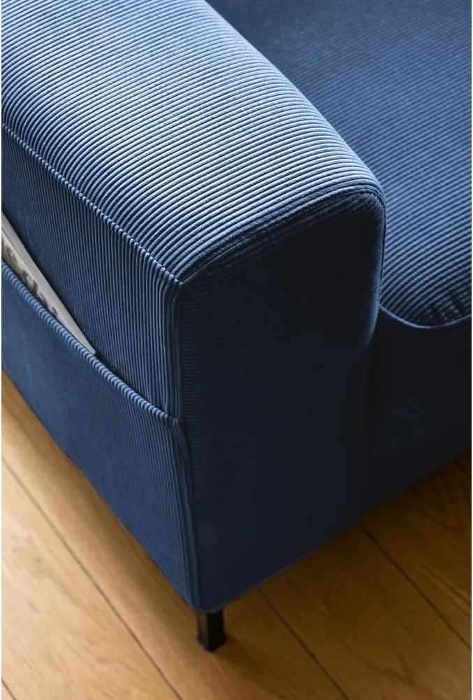 Poltrona in velluto a coste blu scuro Lofty Lilly - Miuform