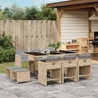 Set Pranzo da Giardino 11 pz con Cuscini Beige Misto Polyrattan 3277919