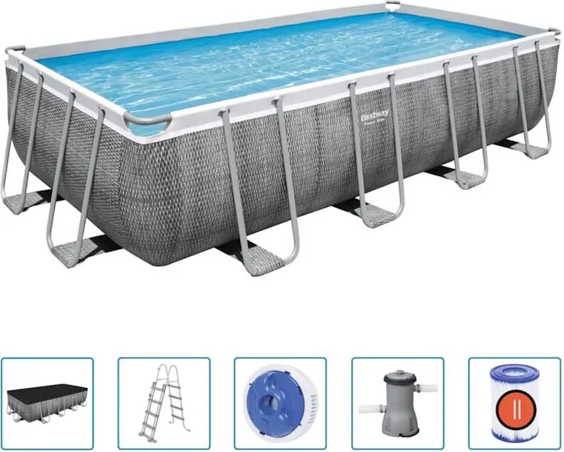 Set Piscina Power Steel Rettangolare 488x244x122 cm Bestway