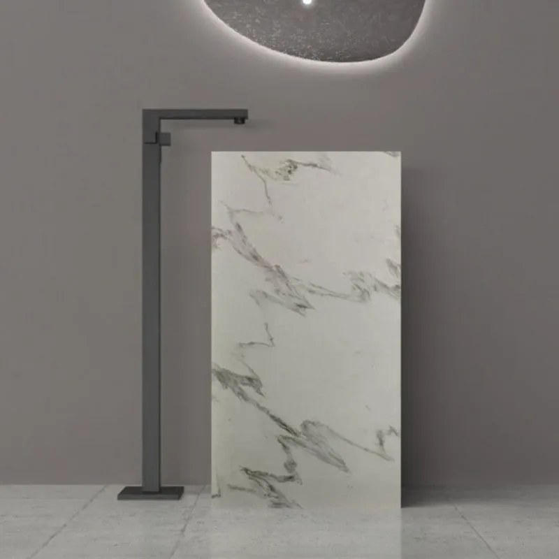 Lavabo Freestanding Con Scarico a Parete 45x40 Cm Lullaby "Lagoon" Marmonizzato Bianco Venato