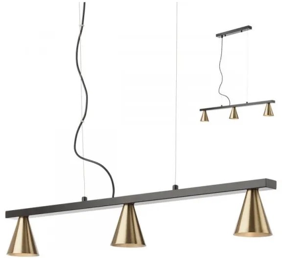 Redo 01-2218 - Lampadario a sospensione con filo ZUMA 3xGU10/15W/230V nero/oro
