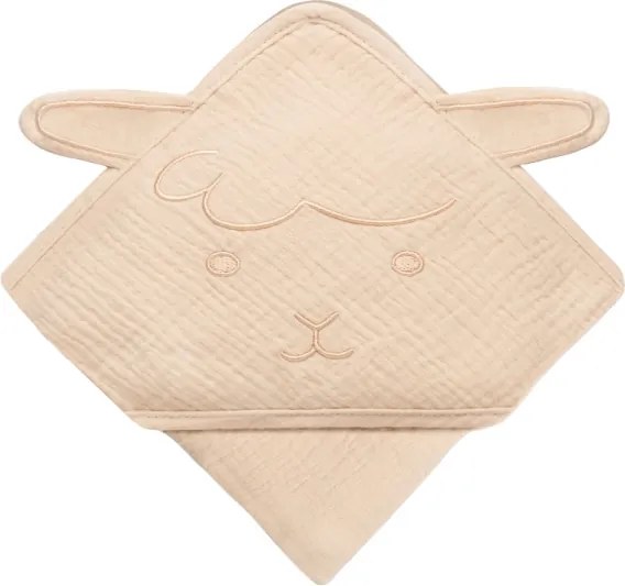 Lionelo - Asciugamano con cappuccio in mussola per bambini, colore Beige Cappuccino