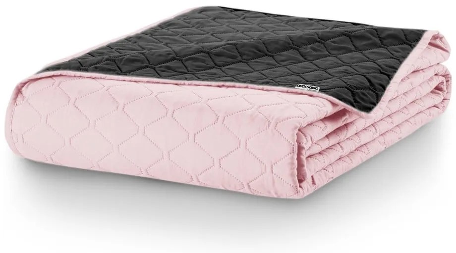 Copriletto in microfibra double-face rosa e nero, 260 x 280 cm Axel - DecoKing