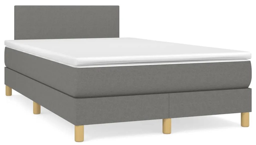 Letto a molle materasso e led grigio scuro 120x190cm in tessuto