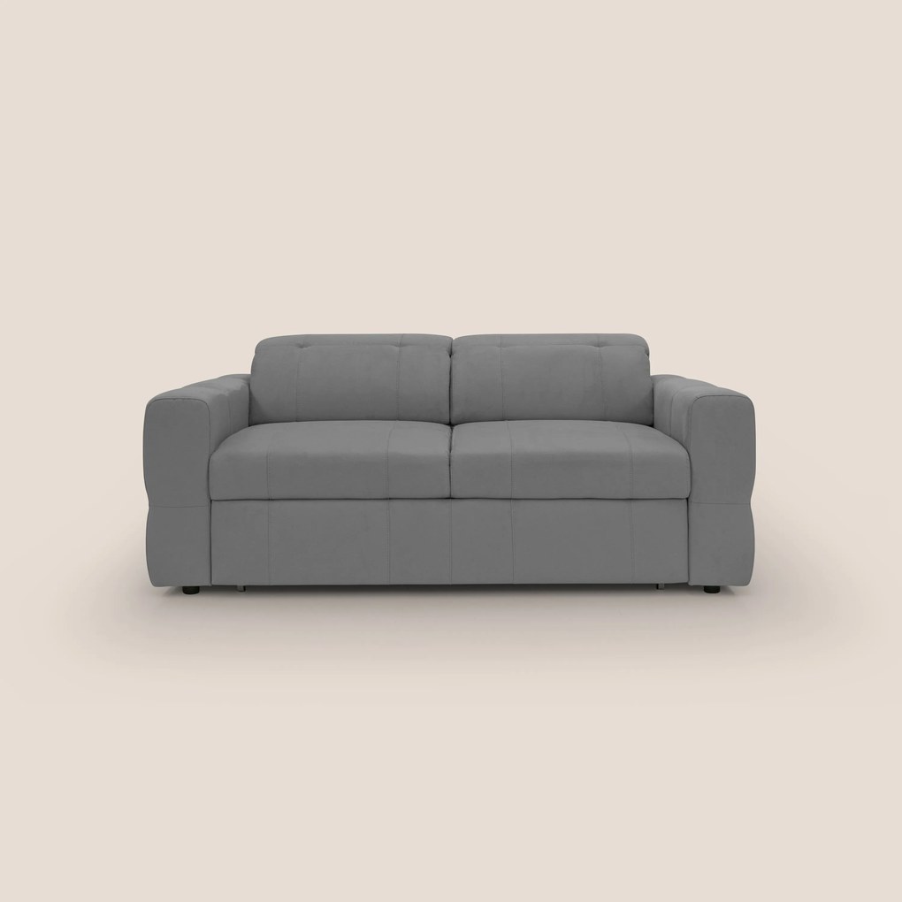 Kronos Divano con pouf estraibile poggiapiedi e poggiatesta reclinabili in morbida microfibra impermeabile T11 grigio