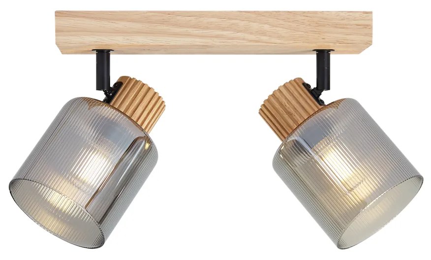 Faretto Smart in legno con vetro fumé 2 luci orientabile e inclinabile incl. WiFi G45 - Gracy