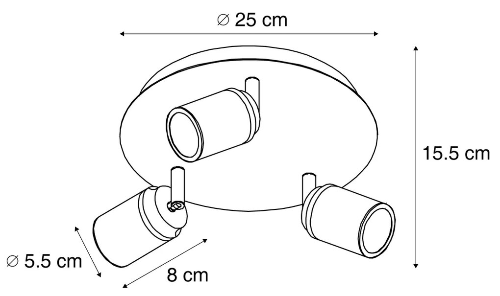 Faretto moderno da bagno bianco 3 luci IP44 - Ducha