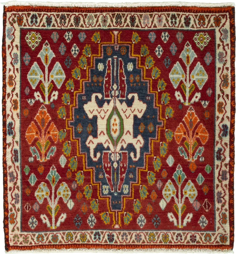 Shiraz Tappeto persiano 70 x 70 Rosso (Iran) Annodato A Mano
