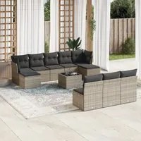 Set Divani da Giardino 11 pz con Cuscini in Polyrattan Grigio 3218300