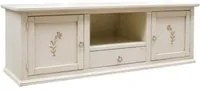 Porta tv 2 ante 1 cassetto legno shabby avorio decori 160x46x56 - Mobili 2G