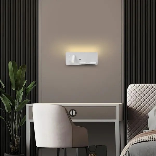 Immax 08285L-LED Applique con ripiano, USB e ricarica wireless LED/3W/230V + LED/3W