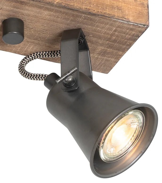 Faretto country nero con legno 2 luci regolabile - Jelle