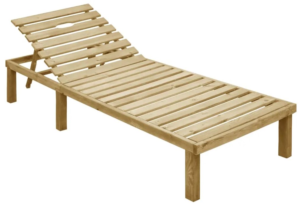 Lettino da giardino con cuscino crema legno pino impregnato