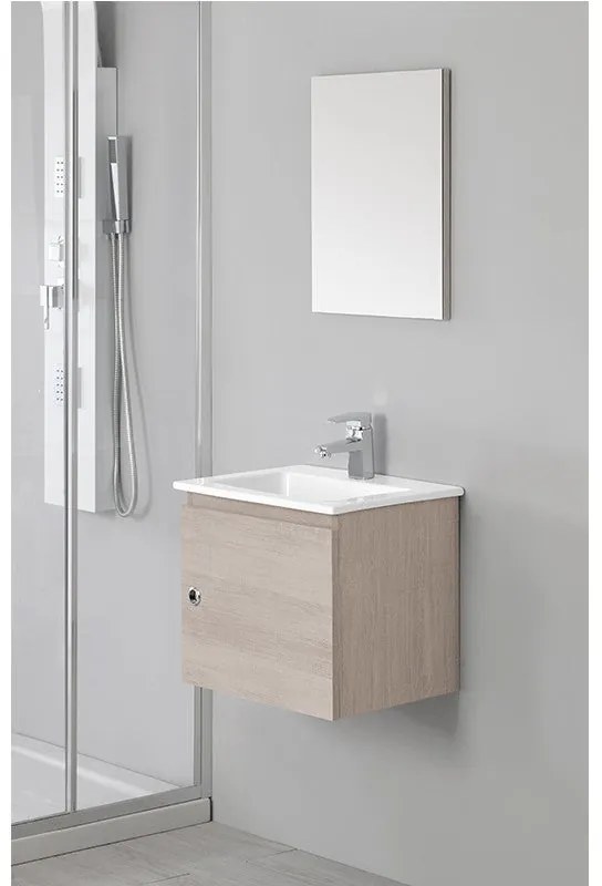 mobile bagno salvaspazio sospeso Si50 L.50cm con specchio incluso