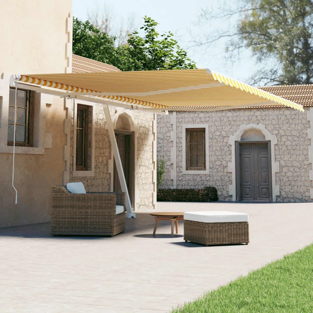 Tenda Da Sole Autoportante Automatica 600x300 Cm Gialla Bianca /