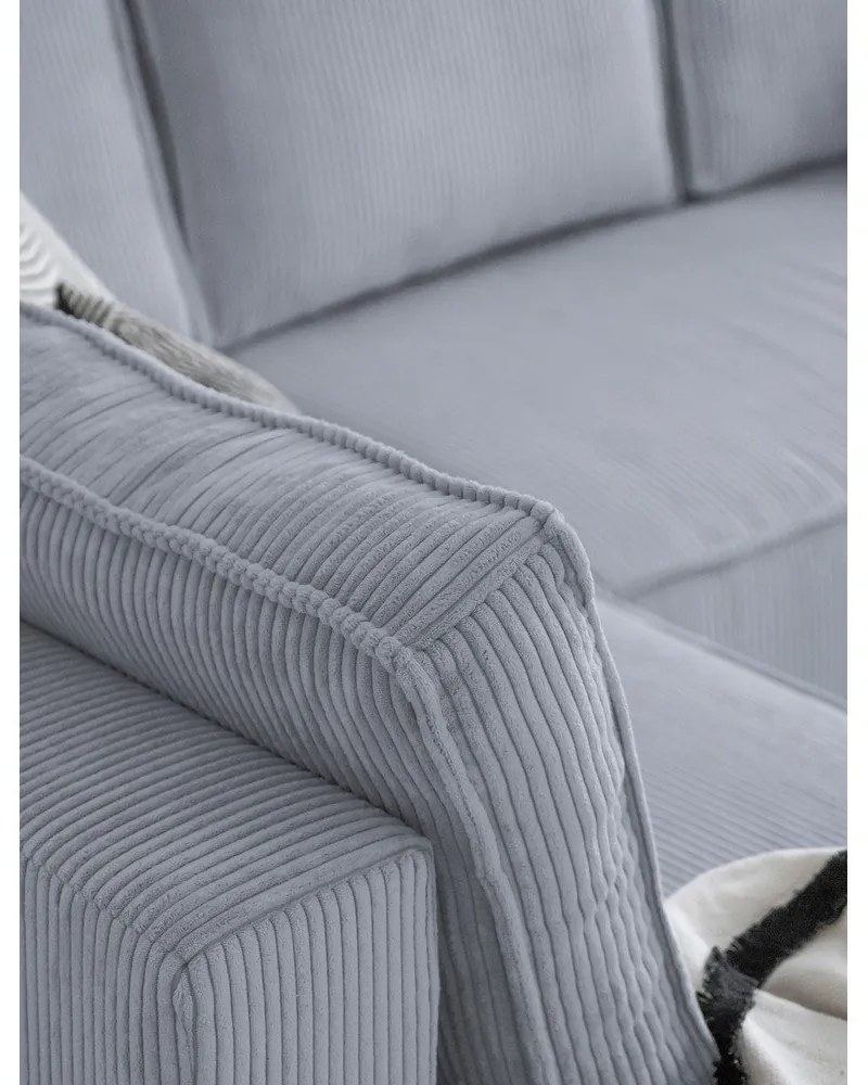 Divano letto angolare in velluto a coste grigio chiaro Brave Dave - Miuform