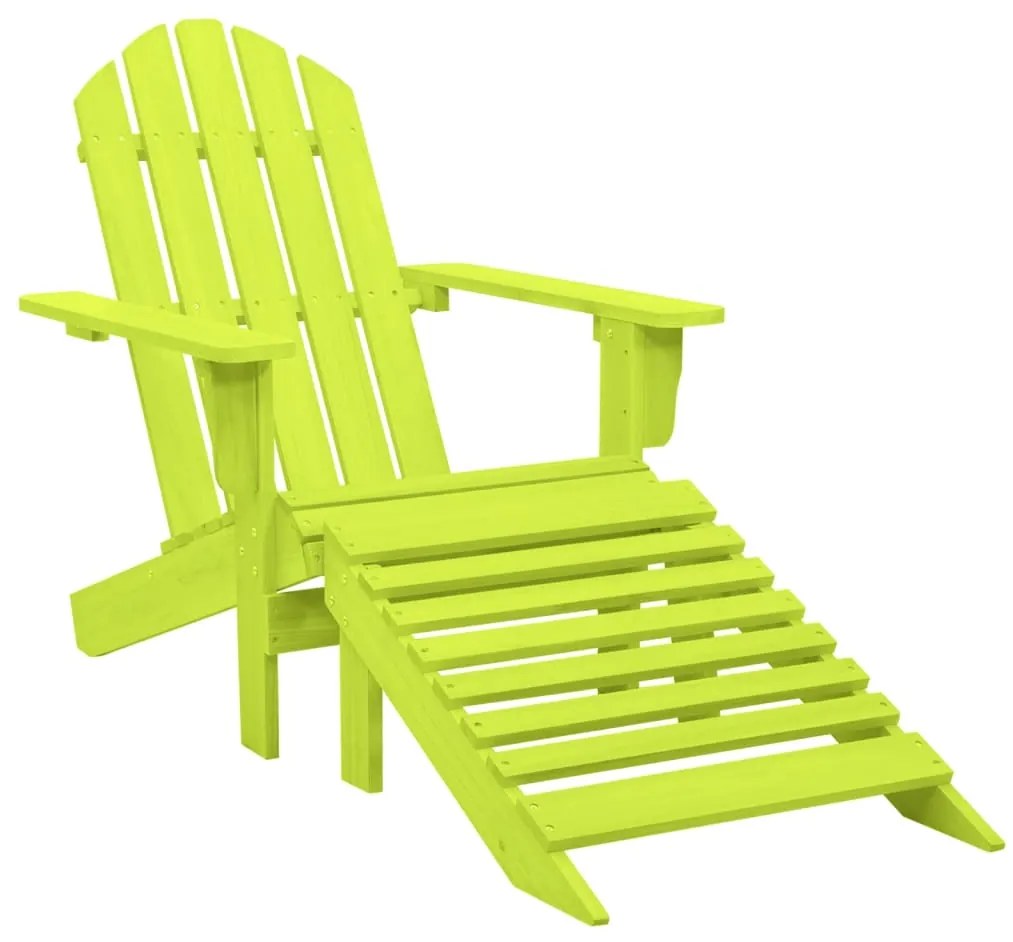 Sedia Giardino Adirondack Con Ottomana Massello Di Abete Verde /