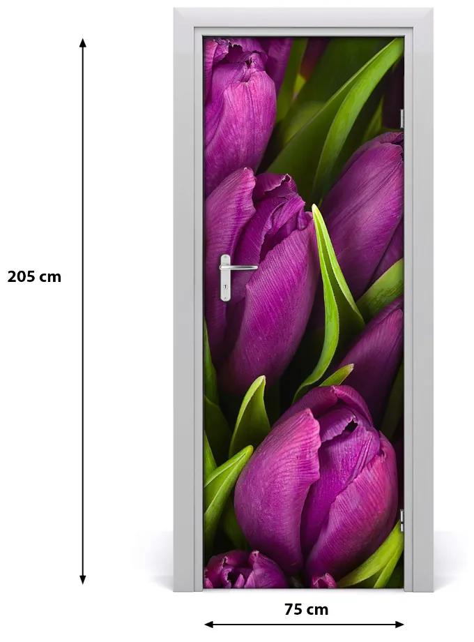 Sticker porta Tulipani viola 75x205 cm
