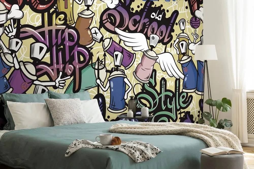 Carta da parati – Street art allegro con contrasto giallo