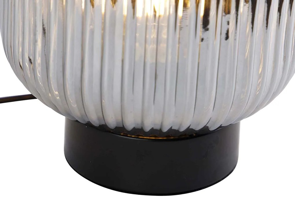 Lampada da tavolo intelligente nera con vetro fumé incl. Wifi A60 - Karel