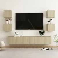 Set Porta TV 7 pz Rovere Sonoma in Truciolato cod mxl 53992