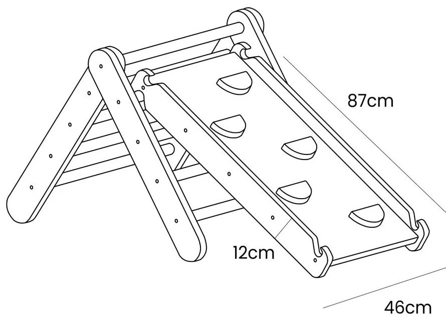 Pikler triangolo montessori grigio in pino massiccio 46x87x60 cm Montessori – Meowbaby
