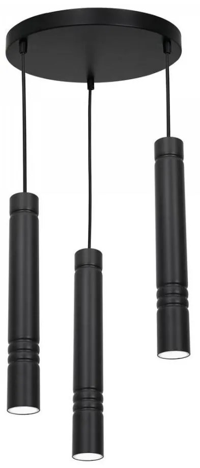 Lampadario su filo IMPLODE 3xGU10/8W/230V nero tondo