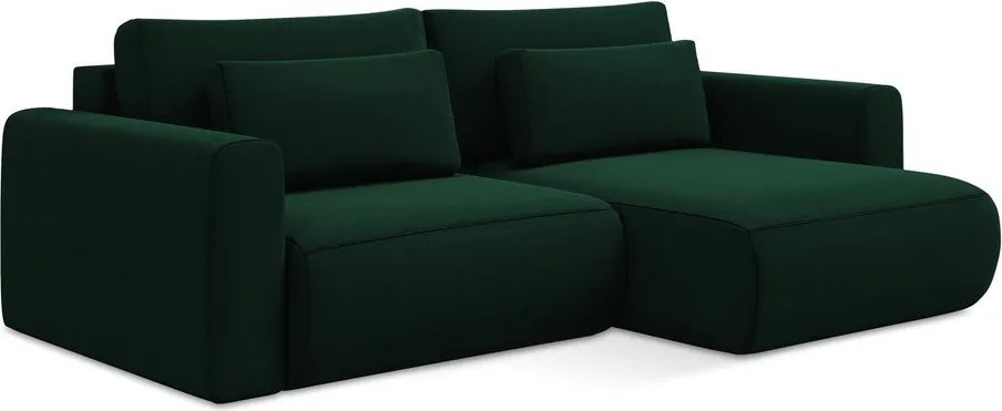 Divano angolare verde allungabile/con contenitore (con penisola a destra/con chaise lounge) con rivestimento in velluto Kapua – Makamii