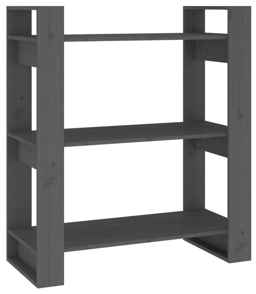 Libreria/divisorio grigio 80x35x91 cm in legno massello di pino