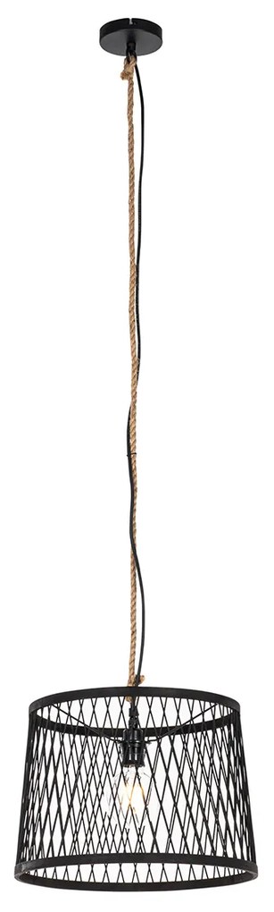 Lampada a sospensione da esterno rustica in rattan nero 40 cm - Calamus