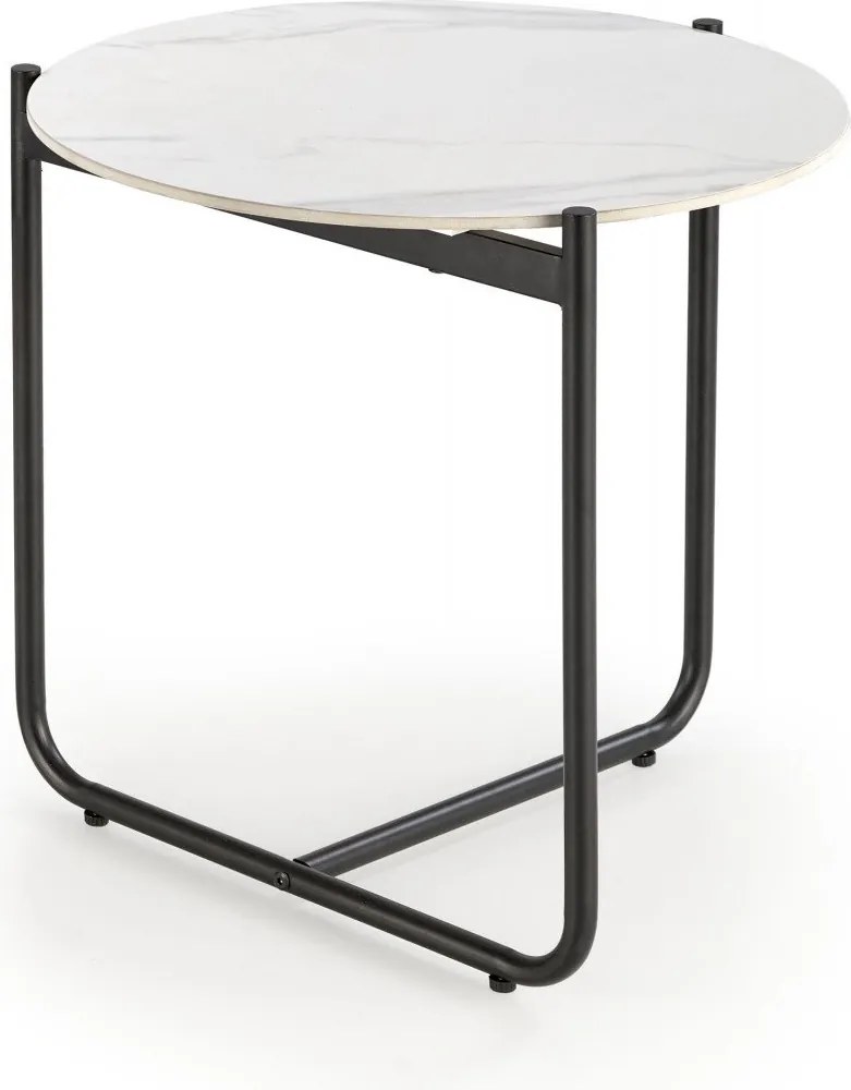 Tavolino da caffè Acuna S effetto marmo bianco/nero - ø50/h50 cm