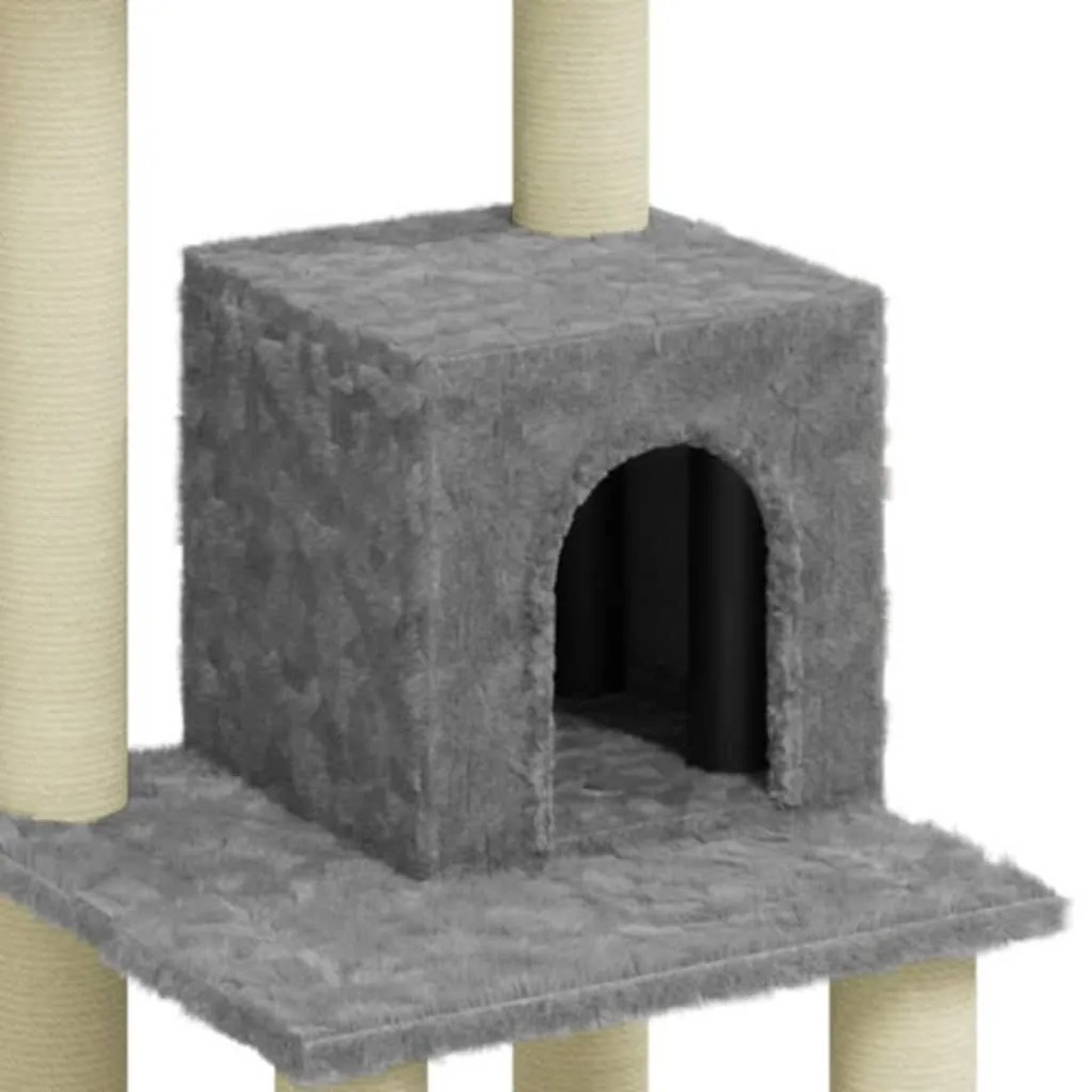 Albero per gatti con tiragraffi in sisal grigio chiaro 105 cm