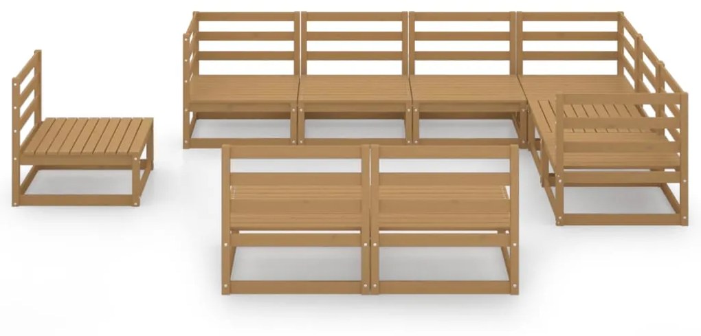 Set divani da giardino 9 pz marrone miele in massello di pino