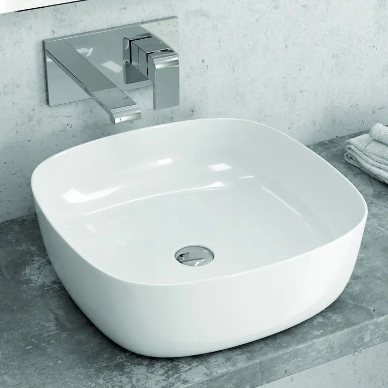 Lavabo appoggio 41cm in ceramica slim bianca |Litos-0015 - KAMALU