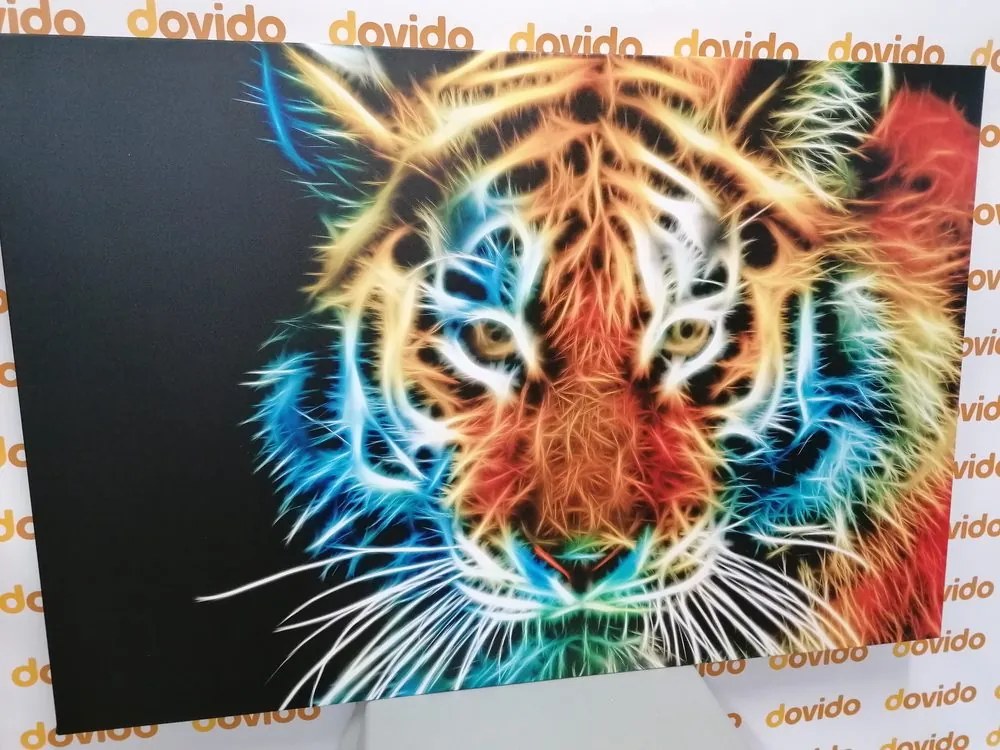 Stampa su tela – Testa di tigre in stile astratto