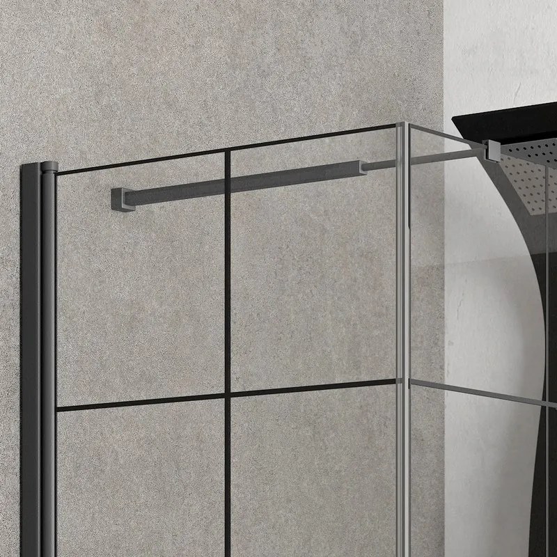 Kamalu - Box doccia 120x80 colore nero. Porta da 80cm fisso da 120cm NICO-3500
