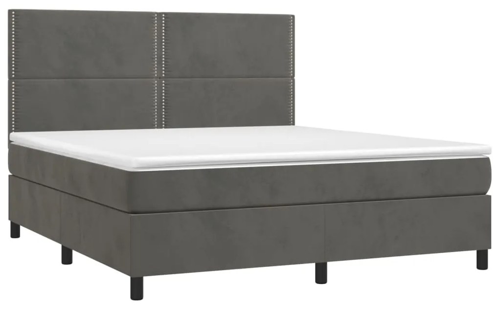 Letto a molle con materasso e led grigio scuro 160x200 cm