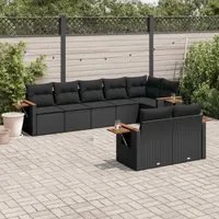 Set Divani da Giardino con Cuscini 8 pz Nero in Polyrattancod mxl 112538