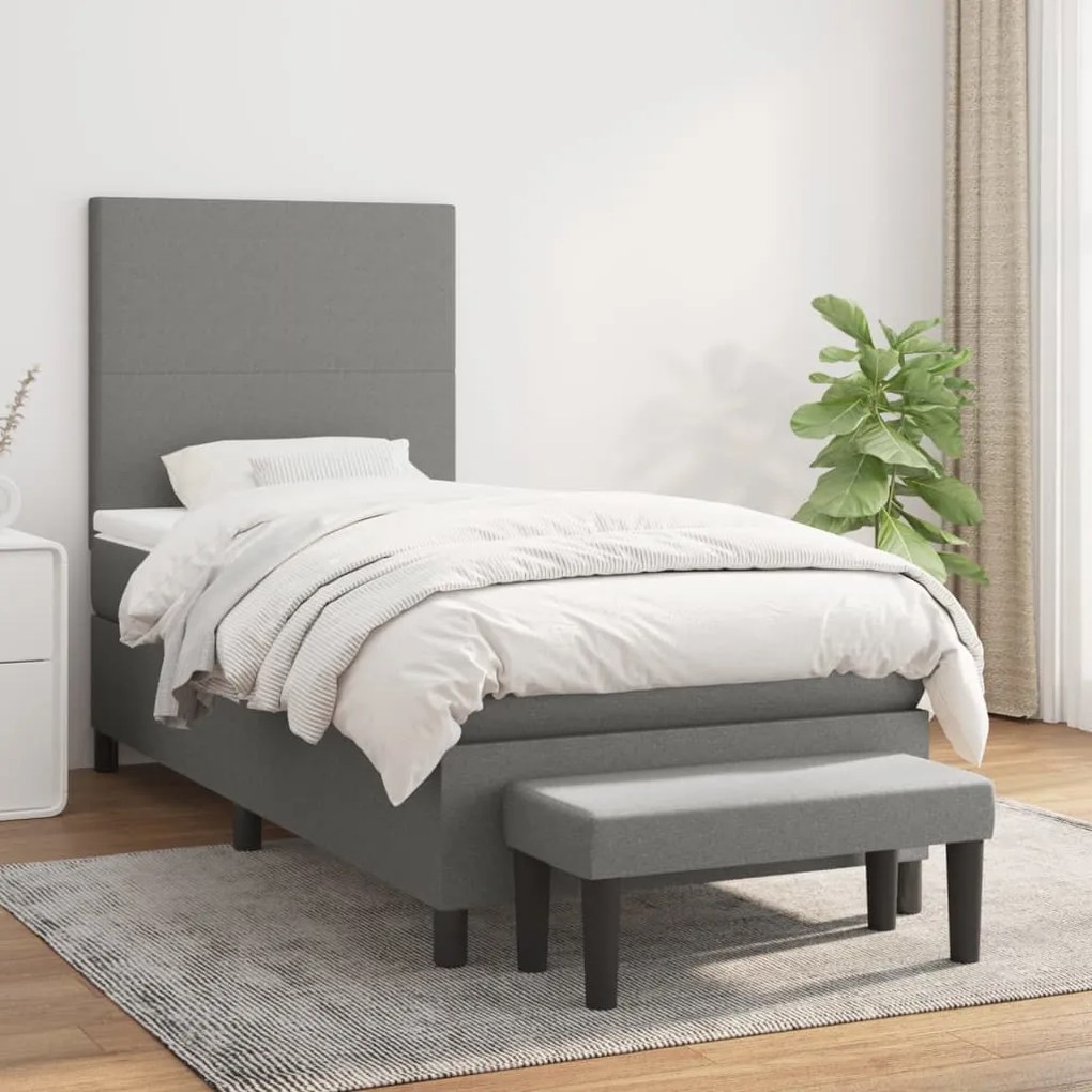 Giroletto A Molle Con Materasso Grigio Scuro 100x200 Cm Tessuto /
