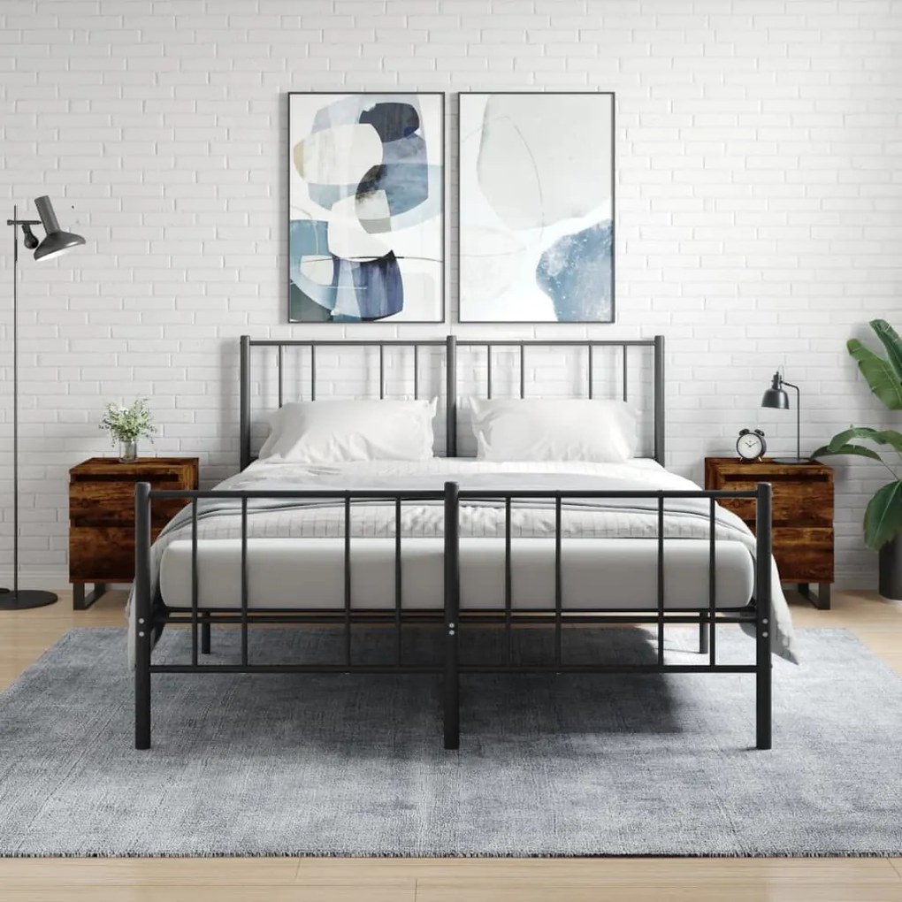 Comodini 2pz Rovere Fumo 40x35x50 Cm İn Legno Multistrato /
